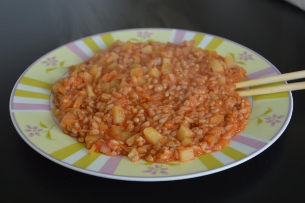 Farro con patate e pomodoro